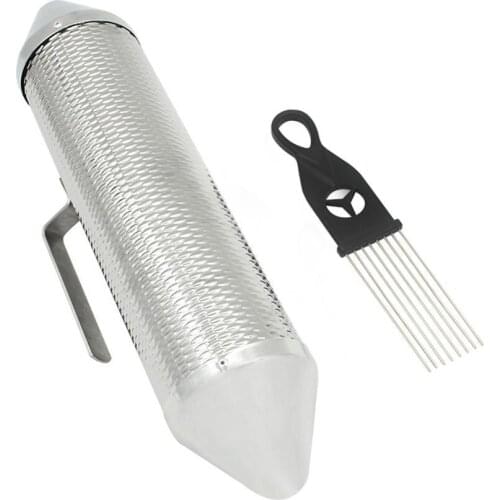 Silver Metal Guiro with Scraper Sand Drum Percussion Music Teaching Aid Musical Instrument Parts Accessories