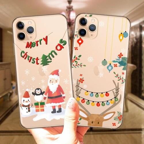 Merry Christmas Santa Claus Elk Snow Silicone Phone Case Cover For iPhone 11 12 Mini Pro XS Max XR X 6 6S 7 8 Plus 5S SE 2020