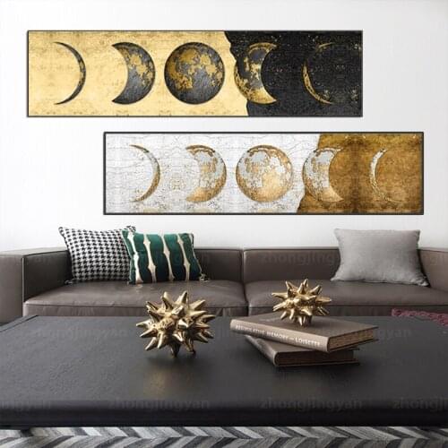 Modern Moon Phase Wall Art Painting Canvas Print Poster Wall Art Decor for Bedroom Living Room Home Office