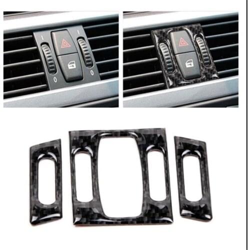 Carbon Fiber Car Interior Front Air Conditioner Outlet Decorative Frame Cover Trim For Bmw E60 2004-2010 5 Series