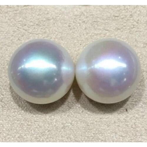 Gorgeous 11-12mm south sea round white loose pearl half drilled