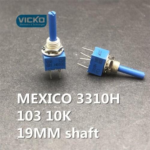 [VK] MEXICO 3310H 103 10K conductive plastic potentiometer handle 19MM shaft diameter 3MM switch