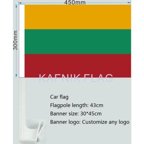 KAFNIK,30X45CM Lithuania flag Canadian car window flag pole car decoration Free Shipping