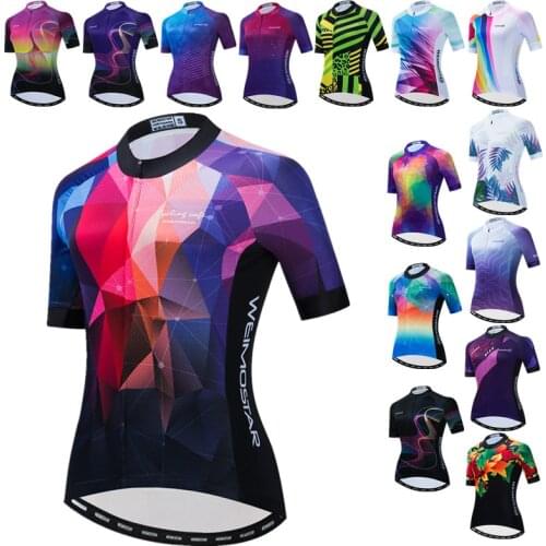 Weimostar 2021 Womens Cycling Jersey Short Sleeve Bicycle Clothing Maillot Ciclismo Breathable Bike Jersey Tops Road Cycle Wear