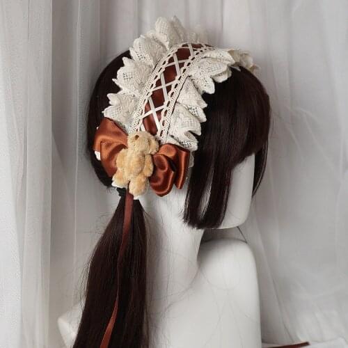 Japanese Style Soft Girl Lolita Lolita Brown Hair Band Sweet All-Matching Bear Bow KC Hair Accessories
