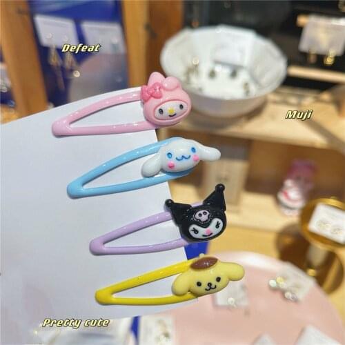 2pcs/set Cute Cartoon Japanese Hair Pin Kawaii Kuromi Cinnamoroll My Melody Hair Pin Broken Headwear Girl Toy Christmas Gift