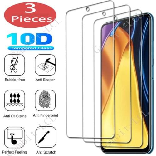 3Pcs Protection Glass For Xiaomi Poco F3 M3 Pro 5G X2 X3 GT C3 F2 M2 M3 NFC F1 Tempered Screen Protective Protector Cover Film