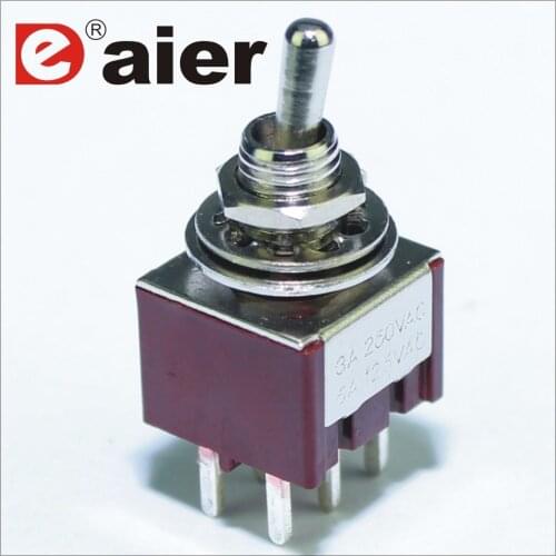 100PCS MTS-202-C2 Mini Toggle Switch 6MM 3A 250VAC 6A 125VAC 6P DPDT ON ON Double Pole Electric Toggle Switch Used For PCB Board