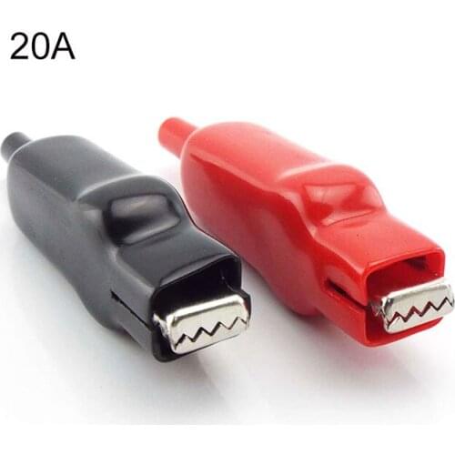 2pcs 20A Sheathed Crocodile Alligator Clips Electrical DIY Test Leads for Jumper Wire Cable Double-Ended Roach electric o1