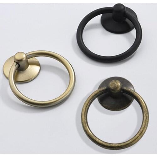 2Pc Vintage Round Ring Handle Cabinet Drawer Knob Dresser Cupboard Wardrobe Furniture Pulls Handle Wooden Box Jewelry Box Knobs