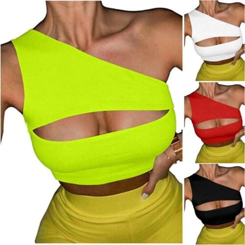 2019 Womens Stylish T-shirt One Shoulder Sleeveless Bra Ladies Bralet Vest Tank Crop Top