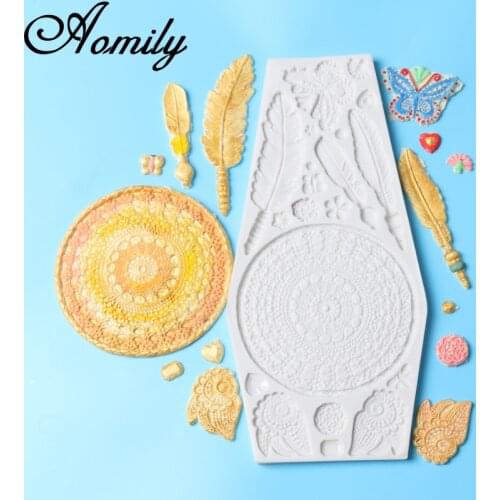 Aomily Feather Butterfly Patten Cake Silicone Molds Fondant Cake Decorating Tools Chocolate Mold Baking Tool Baking Accessories