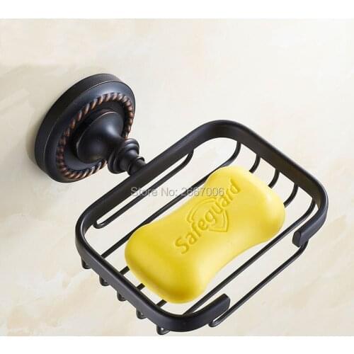 Free shipping High Quality Hotel Wall Mount Black Bronze Finish Soap Holder Basket Shelf Soap Dishes Bathroom Accessories ZR2611