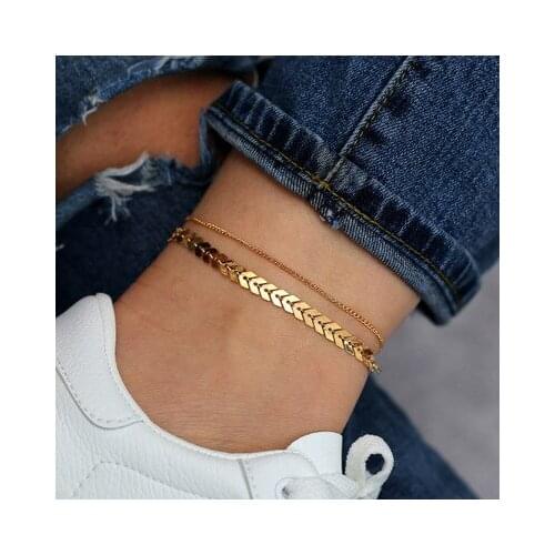 New Vintage Aircraft Chain Anklet Simple Double Layer Anklet Fashion Jewelry For Women and Girl