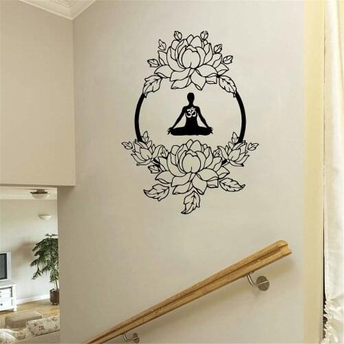 Meditation Buddha Wall Decal Lotus Wall Sticker Residential Culture Removable living room bedroom wallpaper art DW7221