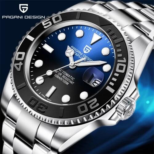 2021 PAGANI DESIGN 40mm Luxury Mens Wristwatch Stainless Steel Automatic Mechanical Watch Top Brand Mens Waterproof Date Clock
