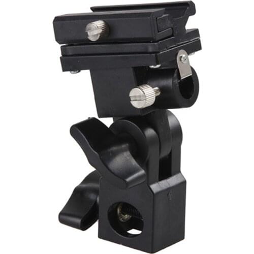 B-Type Flash Hot Shoe Bracket Tripod Umbrella Holder Swivel Light Stand Adapter Bracket B 1pc