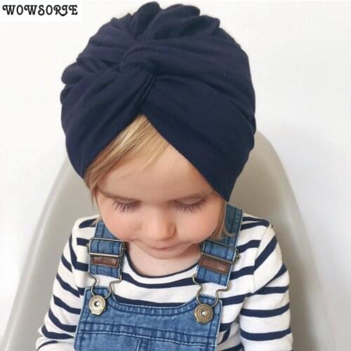 2021 Baby cap Girl New Designed children Hat Cotton Soft Turban baby hats Knot Girl winter Hat Bohemian Style Kids Newborn Cap