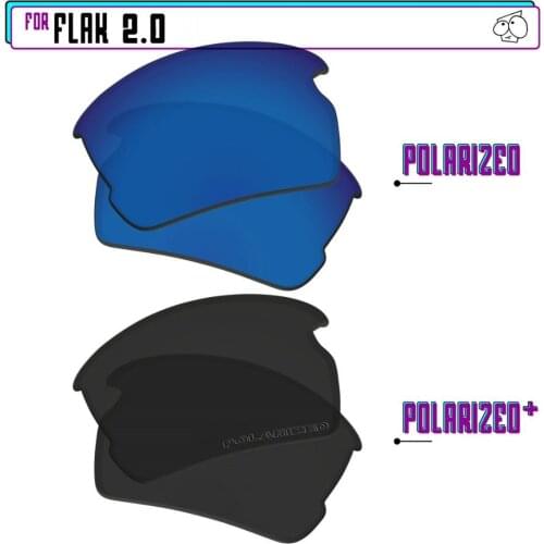 EZReplace Polarized Replacement Lenses for - Oakley Flak 2.0 Sunglasses - BlackPPlus-SapphireP