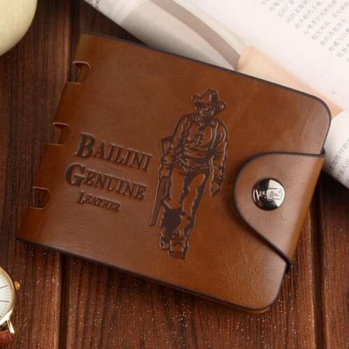 Classic Vintage Retro Male Hasp Hunter Brown Leather Wallet Purse Card Holder Clutch for Men Exquisite Large Capacity Men Wallet