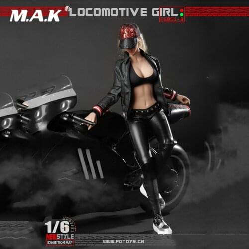 1/6 Scale Female Leather Clothes Set FG051B Black Locomotive Girl Clothing DIY for 12'' Female Figure Body