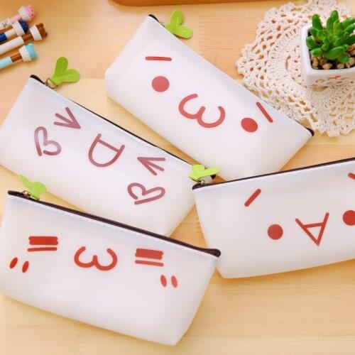 DL BD03 Korea transparent silicone bag cute adorable face bean bag Zi Jun creative cartoon pencil box Stationery office supplies