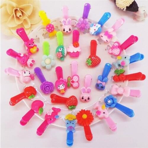 Cute Cartoon Kids Hair Clip Children Flower Bow Hair Accessories Resin Hairpin Cherry Apple Barrettes Set for Girls Gift 10 Pcs