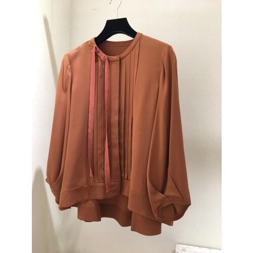 Fashion 2021 new women long sleeve sexy casual bow shirt 0319