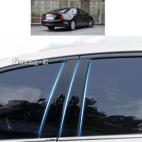 For Cadillac XTS 2013-2018 Car PC Material Pillar Post Cover Door Trim Window Piano Black Molding Sticker Plate 6pcs