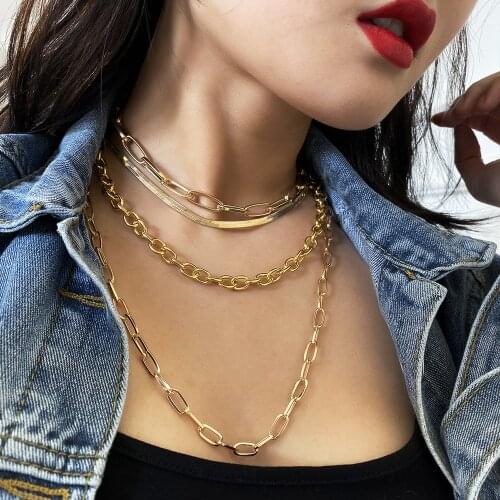 New Vintage Boho Fashion Multi-level 3 Sizes of Chain Snake Chains Necklaces For Women 2020 Gold Necklace Jewelry Party Gift