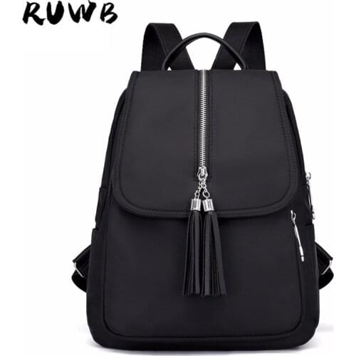 High Quality Oxford Women Backpack Zipper School Bags For Teenagers Girl Small Tassel Backpack Female Rucksack Mochilas Feminina