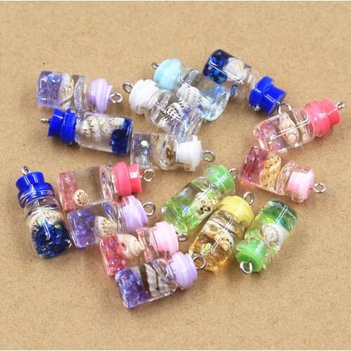 10pcs Charms Conch Shell Ocean Drift Bottle Pendants Crafts Making Findings Handmade Jewelry DIY for Earrings Necklace