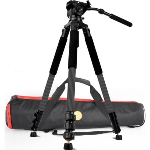 Q680C 75" Carbon Fiber Video Tripod with Fluid Head Professional Heavy Duty Camera Tripod for Nikon Canon DSLR Camera Camcorder