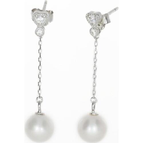 Beritafon серьг Elegant 925 Sterling Silver Freshwater Pearl Stud Earring for Women or Girls Gift