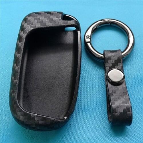 Silicon Key Decoration Bag Key Case Key Protection Cover For Dodge War Horse 2011-2019 Carbon Fiber Anti-Theft Remote Keychain