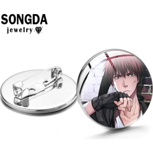 SONGDA Japan Anime Kuroko No Basuke Printed Pattern Pin Glass Dome Surface Metal Lapel Pin Coat Denim Jackets Scarf Pins Trinket