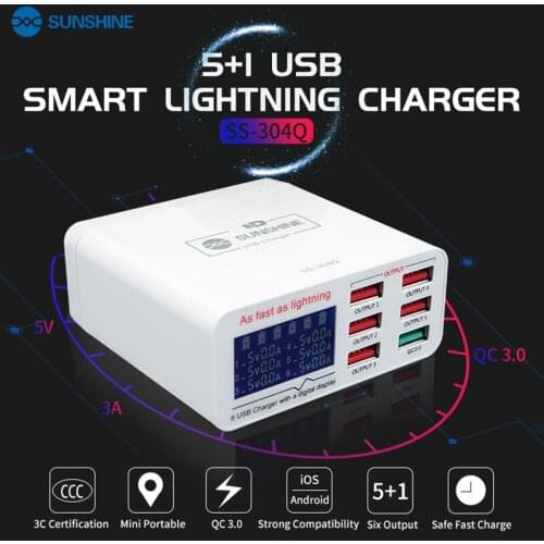 SS-304Q USB Intelligence 2.4A Fast Charging Support QC 3.0 Strong Compatibility For IPAD/iPhone HUAWEI XIAOMI SAMSUNG OPPO VIVO