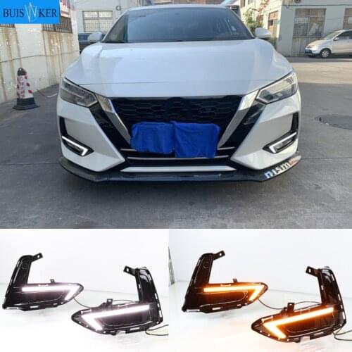 1 Pair LED Daytime Running Light Car Accessories Waterproof 12V DRL For Nissan Sentra Sylphy 2019 2020 Fog Lamp Decoration
