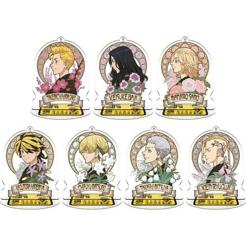 Tokyo Revengers Keychain Anime Character Manjiro Ken Takemichi Hinata Stands Model Plate Arcylic Key Chain for Friendship Gift