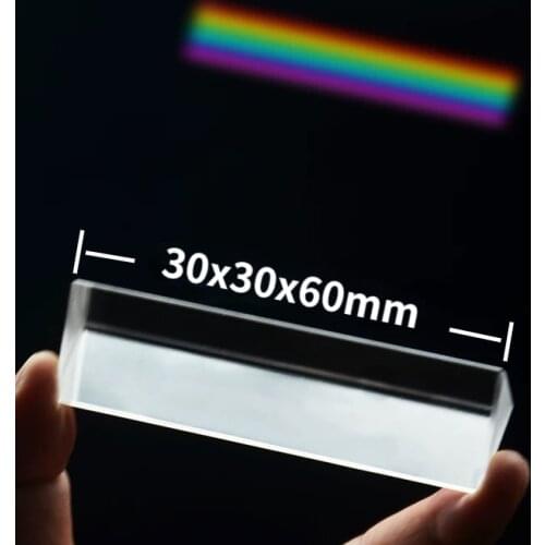 30x30x60mm Rainbow Triangular Prism Optical Prisms Glass Physics Teaching Refracted Light Spectrum Children Students Present