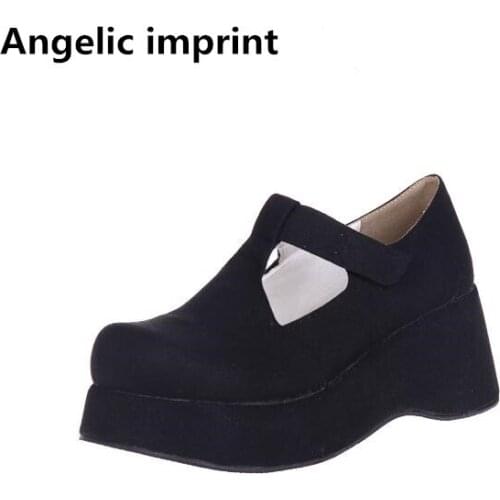 Angelic imprint woman mori girl lolita cosplay shoes lady high trifle heels T-Strap pumps women princess dress party shoes 8cm