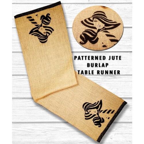Patterned Jute Burlap Table Runner / Jute Fabric Wicker Runner