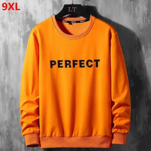 Spring round neck pullover mens plus size 9XL loose sports casual long-sleeved clothes 140kg