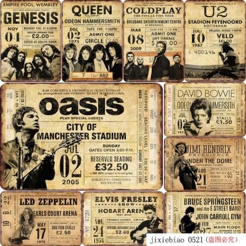 Vintage Shabby Poster Famous Rock Band Art Painting Decor Bar Pub Rock Roll Club Wall Sticker Retro Iron Plate Plaques Tin Sign