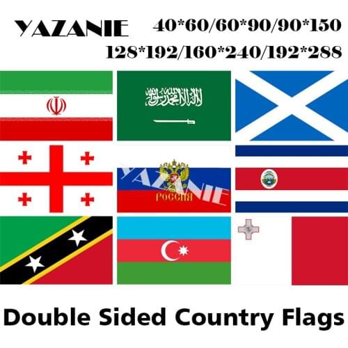 YAZANIE Double Sided Iran Saudi Arabia Scotland Georgia Russia Costa Rica Saint Kitts Azerbaijan Malta Printed Flags and Banners
