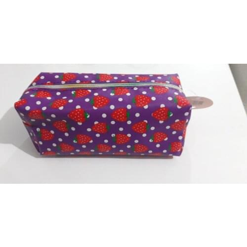 Bag Women Purple Strawberry Patterned Multi-Purpose Makeup Cosmetic Useful Stylish Wide Special Product Gift