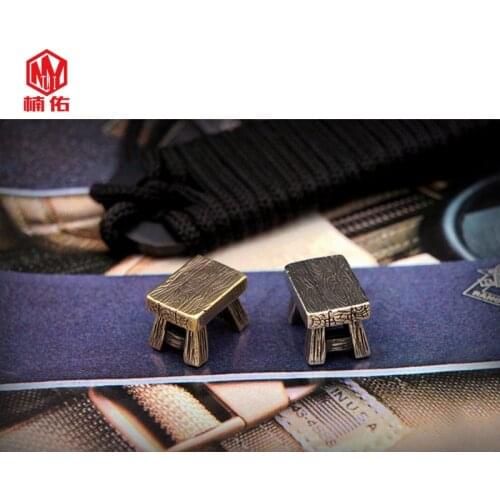 1PC Chinese Traditional Small Stool Retro Brass Paracord Beads Knife Beads Lanyard Pendants Key Keychain EDC Pendant Accessories