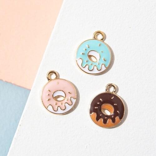 10Pcs Enamel Bread Doughnut Charms Pendant for Jewerly DIY Making Bracelet Women Earrings Necklace Accessories Findings Craft