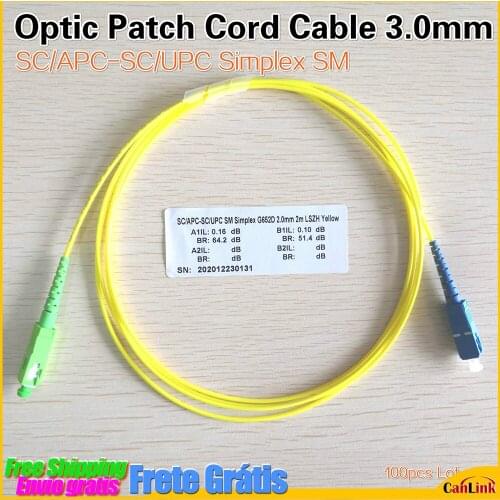 10PCS/box SC APC-SC UPC Simplex SM LSZH Optic Patch Cord Cable 3.0mm SC/APC-SC/UPC FTTH fiber optic jumper Free shipping