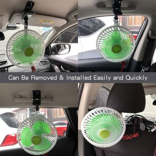 12V Oscillating Stepless Speed Air Cooling Electric Fan Swing Clip Fan for Car Vehicle Outdoor Home Camping Hiking G88D